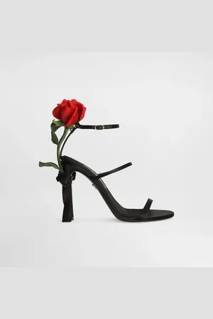 Dolce & Gabbana Sandalette aus Satin mit Rosenstickerei