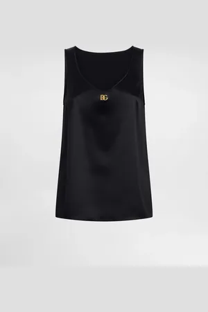 Dolce & Gabbana Tanktop aus Satin mit DG-Logo-Pin