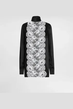 Dolce & Gabbana Oberteil im geraden Schnitt mit Plastron aus Spitze