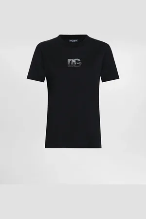 Dolce & Gabbana T-Shirt aus Jersey mit DG-Logostickerei aus Strass