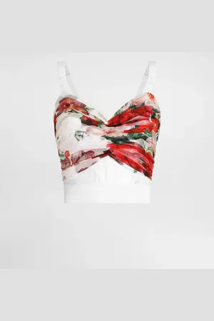 Dolce & Gabbana Bustiertop aus Marquisette und Chiffon Rosenprint