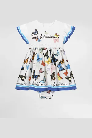 Dolce & Gabbana Kleid aus Jersey und Popeline mit Schmetterlingsprint
