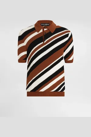 Dolce & Gabbana Kurzarmpoloshirt aus Baumwolle mit Streifenintarsie