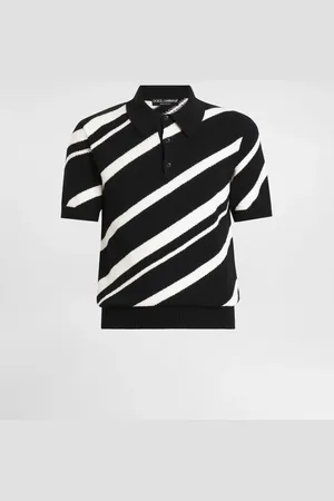 Dolce & Gabbana Kurzarmpoloshirt aus Baumwolle mit Streifenintarsie