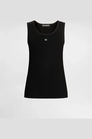 Dolce & Gabbana Tanktop aus geripptem Jersey mit DG-Logo-Pin