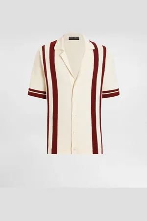 Dolce & Gabbana Poloshirt aus Baumwollstrick mit Streifenintarsie