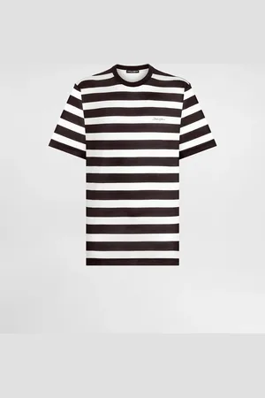 Dolce & Gabbana Kurzarm-T-Shirt aus Seidenjersey Streifenprint