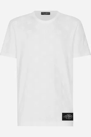 Dolce & Gabbana Cotton T-shirt with all-over flocked DG print