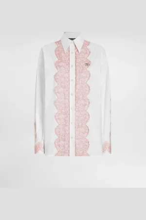 Dolce & Gabbana Oversize-Bluse aus Baumwollpopeline mit Spitzenapplikationen
