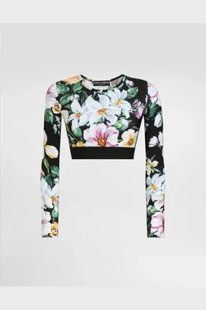 Dolce & Gabbana Kurzes Activewear-Top aus Jersey Blumenprint