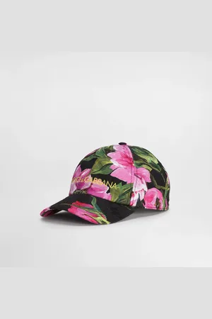 Dolce & Gabbana Baseballkappe aus Baumwolljacquard Pfingstrosen-Print mit Dolce&Gabbana-Logostickerei