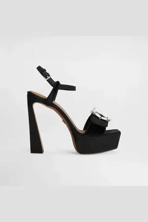 Dolce & Gabbana Plateau-Sandalette aus Samt mit Schmuckschnalle
