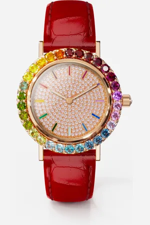 Dolce & Gabbana Uhr Iris aus Roségold mit Edelsteinen in verschiedenen Farben und Diamanten