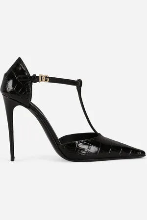 Dolce & Gabbana T-Steg-Pumps aus Kalbsleder mit Krokoprägung
