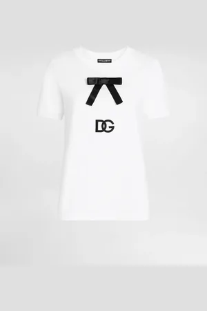 Dolce & Gabbana T-Shirt aus Baumwolljersey mit Schleife und DG-Logo