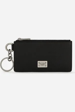 Dolce & Gabbana Kartenetui aus Kalbsleder mit Ring und Logoplakette