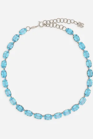 Dolce & Gabbana Halskette Anna aus Weißgold 18 kt mit azurblauen Topasen