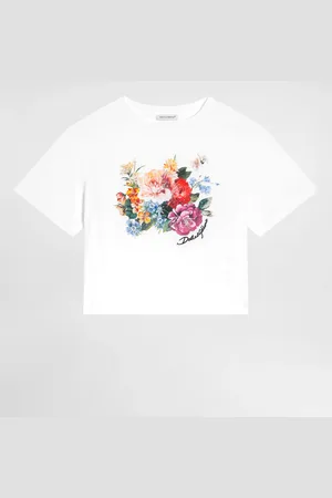 Dolce & Gabbana Kurzärmeliges T-Shirt aus Jersey mit Blumenprint