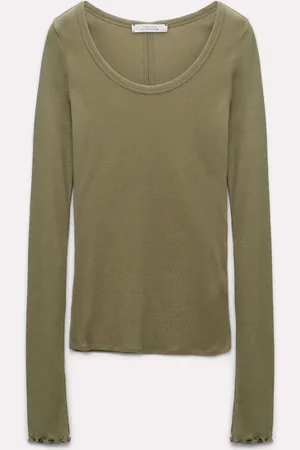 Dorothee Schumacher Geripptes Langarmshirt mit tiefem Rundhalsausschnitt