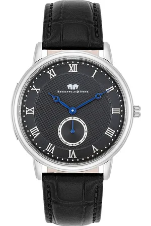 Rhodenwald & Söhne Quarzuhr Moonlight in Silber Echtleder in Schwarz Herrenuhren 1 ct Herren (118.99 € / 1 ct)