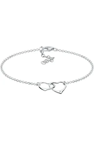 Elli DIAMONDS Herz Anhänger Liebe Diamant (0.015 ct.) 925 Silber Armbänder & Armreife 1 ct Damen (79.89 € / 1 ct)
