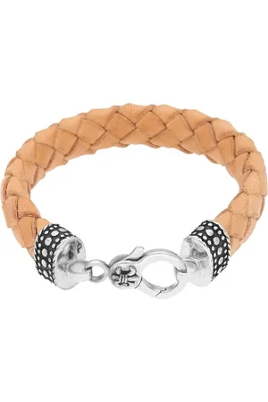 Giorgio Martello Armband mit Ornament, teilweise oxydiert, Leder naturfarben, Silber 925 Armbänder & Armreife 1 ct Herren (128.99 € / 1 ct)