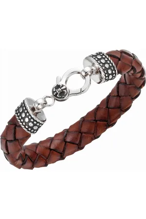 Giorgio Martello Armband mit Ornament, teilweise oxydiert, Leder , Silber 925 Armbänder & Armreife 1 ct Herren (128.99 € / 1 ct)