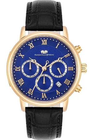 Rhodenwald & Söhne Chronograph Moonlight in Gelbgold Echtleder in Schwarz Herrenuhren 1 ct Herren (148.99 € / 1 ct)