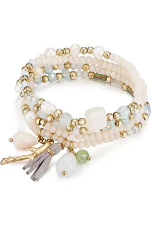 Lulu & Jane Armband Metall-Legierung Crystal Süßwasser-Zuchtperle in Gelbgold Armbänder & Armreife 1 ct Damen (39.99 € / 1 ct)