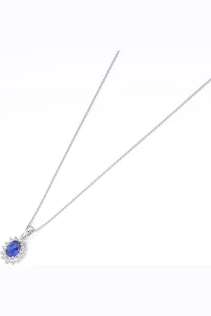 Smart Jewel Kette farbiger Stein und Zirkonia Steine, Silber 925 Ketten 1 ct Damen (63.74 € / 1 ct)