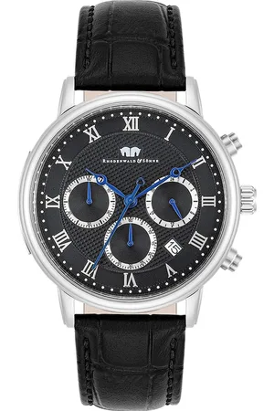 Rhodenwald & Söhne Chronograph Moonlight in Silber Echtleder in Schwarz Herrenuhren 1 ct Herren (148.99 € / 1 ct)