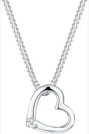 Elli DIAMONDS Herz Liebe Diamant (0.015 ct.) 925 Silber Ketten 1 ct Damen (79.99 € / 1 ct)