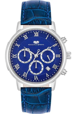 Rhodenwald & Söhne Chronograph Moonlight in Silber Echtleder in Blau Herrenuhren 1 ct Herren (148.99 € / 1 ct)