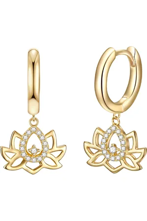 Rafaela Donata Creolen Lotusblume Sterling Silber Zirkonia in Gelbgold 1 ct Damen (54.99 € / 1 ct)