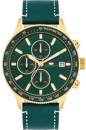 Rhodenwald & Söhne Chronograph Karthago II in Gelbgold Echtleder in Grün Herrenuhren 1 ct Herren (158.99 € / 1 ct)