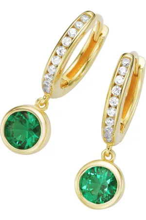 Giorgio Martello Klappcreolen mit Behang, Zirkonia und Kristallsteine, vergoldet, Silber 925 Creolen 1 ct Damen (98.99 € / 1 ct)