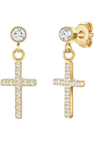 Eastside Ohrhänger Kreuz Edelstahl Zirkonia in Gelbgold Ohrringe 1 ct Damen (29.99 € / 1 ct)