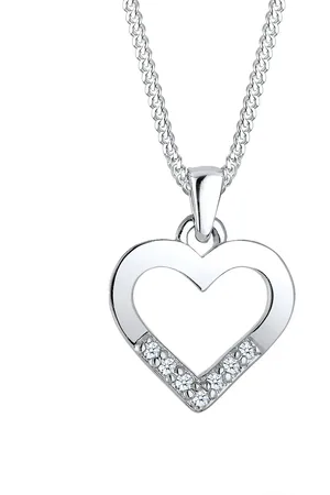Elli DIAMONDS Herz Liebe Diamant (0.035 ct.) 925 Silber Ketten 1 ct Damen (109.99 € / 1 ct)