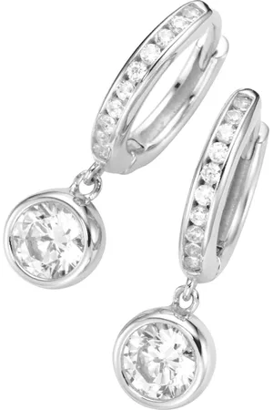 Giorgio Martello Klappcreolen mit Behang, Zirkonia weiß, Silber 925 Creolen 1 ct Damen (78.99 € / 1 ct)