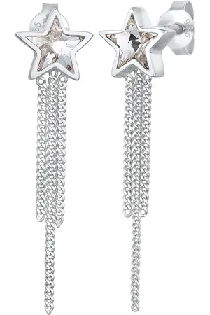 Elli Kristall Stern Ketten Look Glamourös 925 Silber Ohrringe 1 ct Damen (49.99 € / 1 ct)