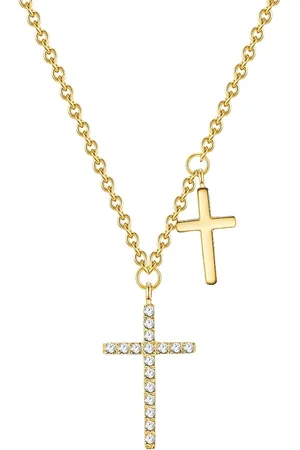 Eastside Halskette Kreuz Edelstahl Zirkonia in Gelbgold Ketten 1 ct Damen (29.99 € / 1 ct)