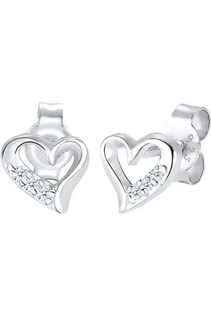 Elli DIAMONDS Herz Liebe Diamant (0.03 ct.) 925 Silber Ohrringe 1 ct Damen (109.99 € / 1 ct)