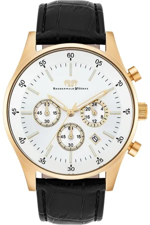 Rhodenwald & Söhne Chronograph Goodwill in Gelbgold Echtleder in Schwarz Herrenuhren 1 ct Herren (148.99 € / 1 ct)