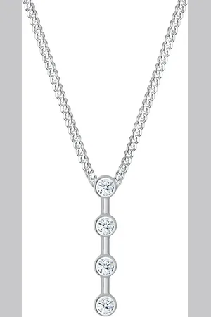 Elli DIAMONDS Basic Stab Geo Kreis Diamant (0.06 ct.) 925 Silber Ketten 1 ct Damen (149.99 € / 1 ct)