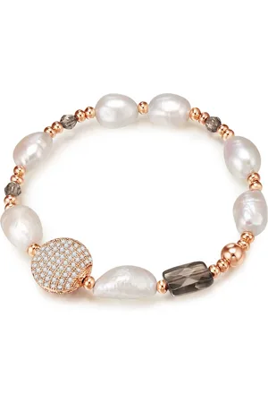 Lulu & Jane Perlen-Armband Metall-Legierung Zirkonia Süßwasser-Zuchtperle in Roségold Armbänder & Armreife 1 ct Damen (49.99 € / 1 ct)
