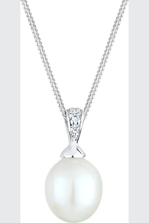 Elli DIAMONDS Süßwasserzuchtperle Diamant (0.04 ct.) 925 Silber Ketten 1 ct Damen (149.99 € / 1 ct)