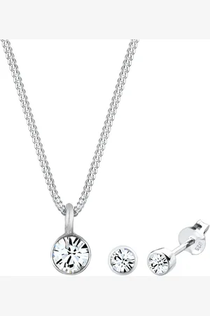 Elli Schmuckset Kette Stecker Kristalle 925er Silber Schmuck-Set 1 ct Damen (59.99 € / 1 ct)