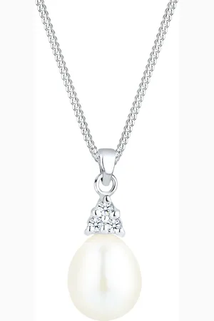 Elli DIAMONDS Süßwasserzuchtperle Diamant (0.04 ct.) 925 Silber Ketten 1 ct Damen (149.99 € / 1 ct)