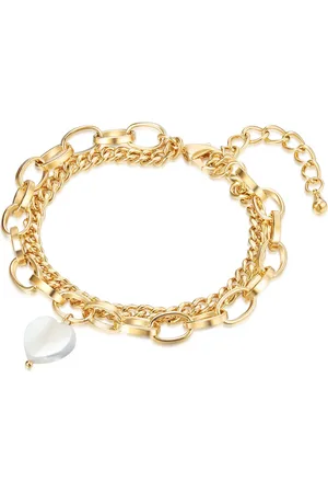 Lulu & Jane Perlen-Armband Messing Perlmutt in Gelbgold Armbänder & Armreife 1 ct Damen (34.99 € / 1 ct)