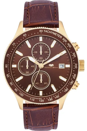 Rhodenwald & Söhne Chronograph Karthago II in Gelbgold Echtleder in Braun Herrenuhren 1 ct Herren (313.64 € / 1 ct)